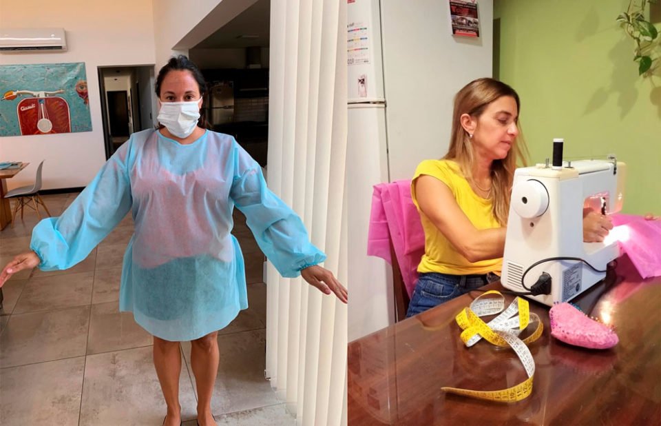 Guapas Mami Hockey enseña a hacer barbijos, batas y gorros para donar a hospitales