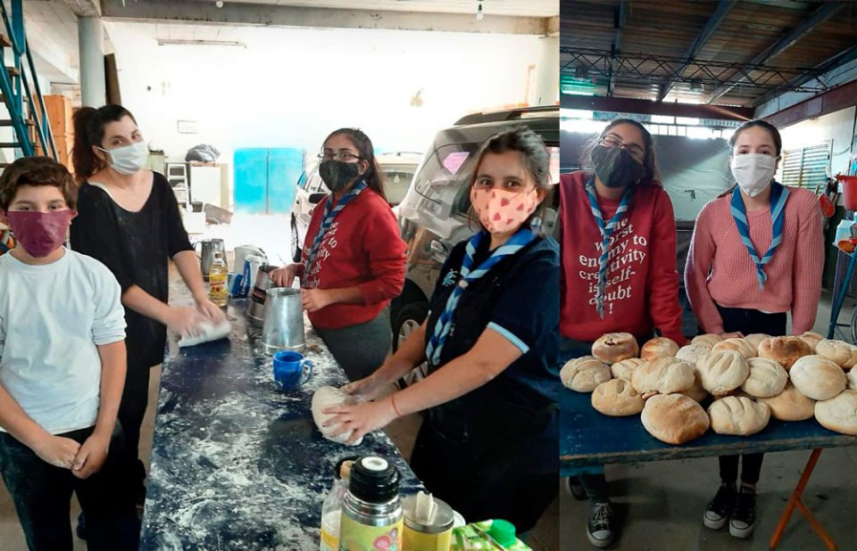 Scouts de B° San Martín hornean panes para el merendero de la Fundación Un Litro de Leche por Mes