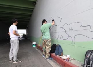 En el nudo vial de la Av. Monseñor comenzó a pintarse el mural más largo de Córdoba