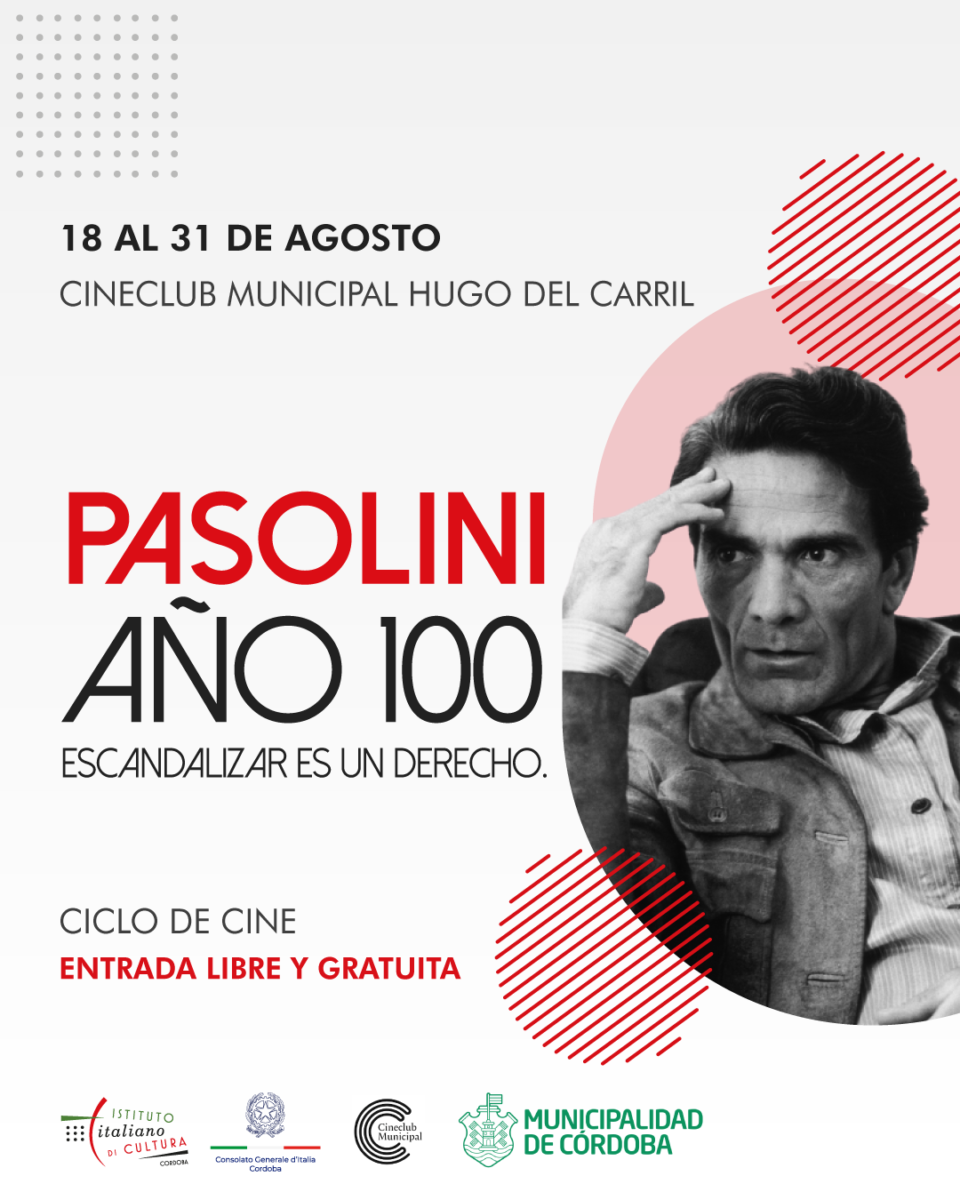 El Istituto Italiano di Cultura di Cordoba invita al ciclo de cine “Pasolini Año 100”