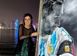 La cordobesa que pintó un cuadro de Messi, lo conoció y recibió un pedido de Rodrigo de Paul Messi