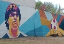 En B° Alto Verde, la Plaza Costa Rica tiene su mural “Maradoniano”