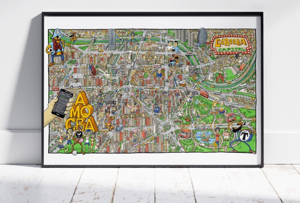 Komchingon: El emprendimiento de mapas ilustrados para colorear, láminas y remeras 100% cordobesas