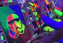 Arte, vino y luces flúo: la nueva experiencia que brilla en Güemes